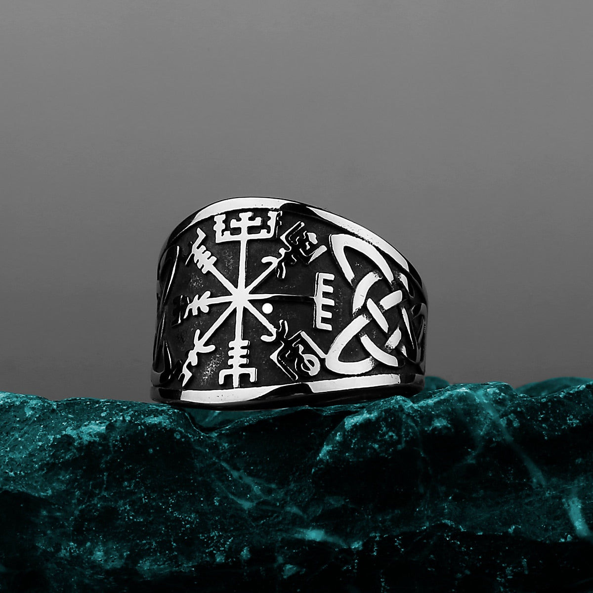 Vegvisir Viking Compass Rune Ring Accessories