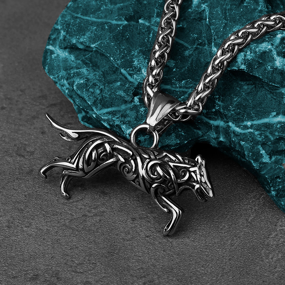 Geri and Freki Knot Wolf Necklace