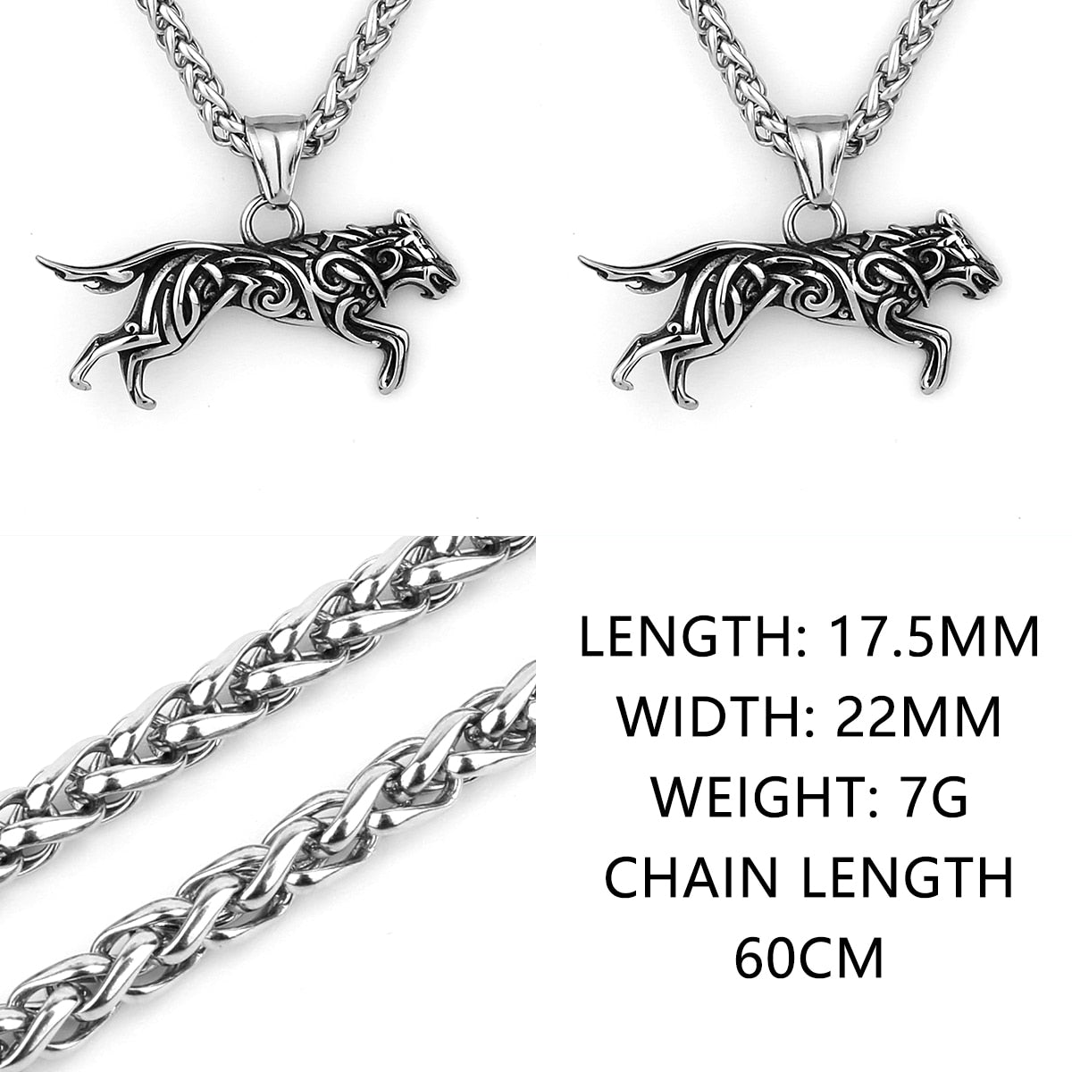 Geri and Freki Knot Wolf Necklace