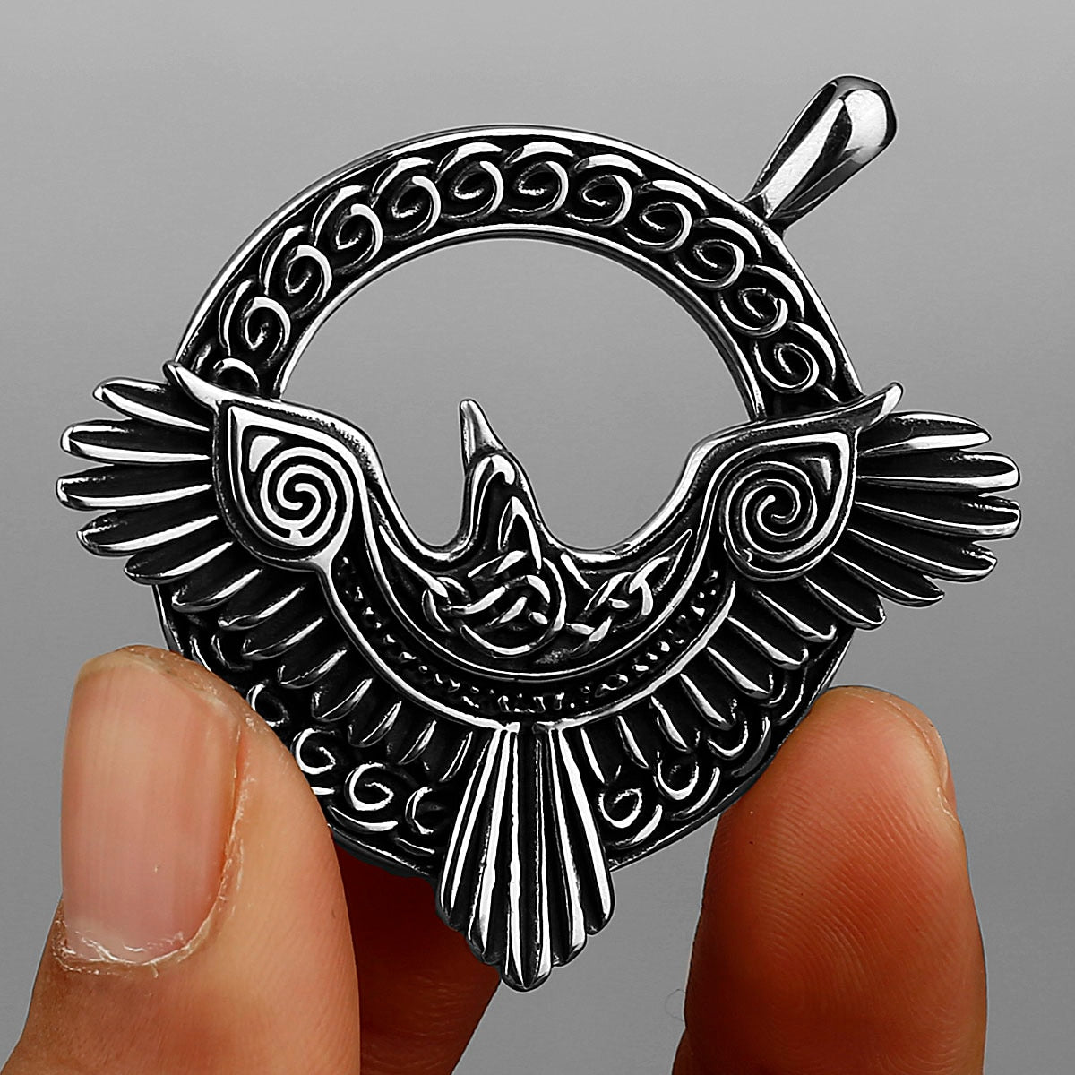 Viking Triangle Gold Odin's Raven Huginn and Muninn Pendant Amulet