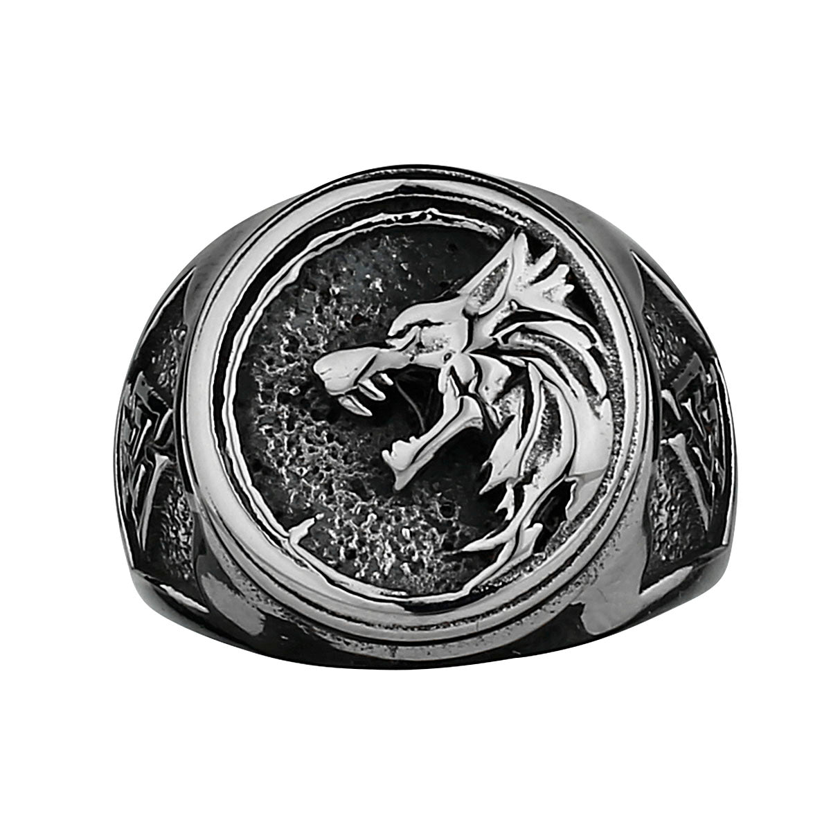 Viking Valknut Rune Wolf Geri and Freki Ring