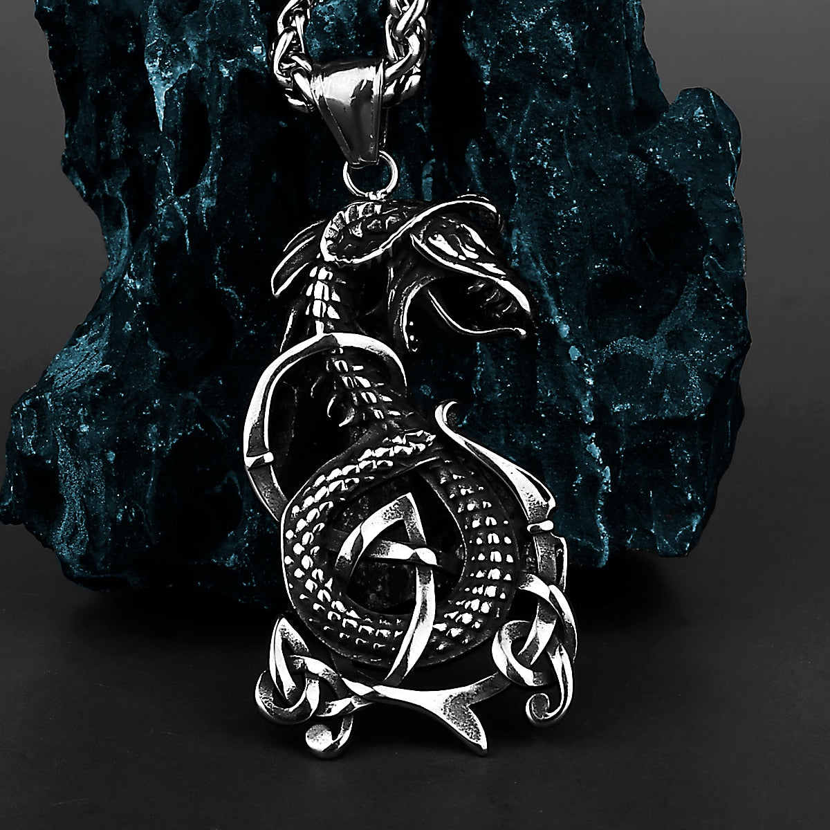 World Serpent Jormungand Knot Amulet Scandinavian Pendant Necklace Jewelry Gift