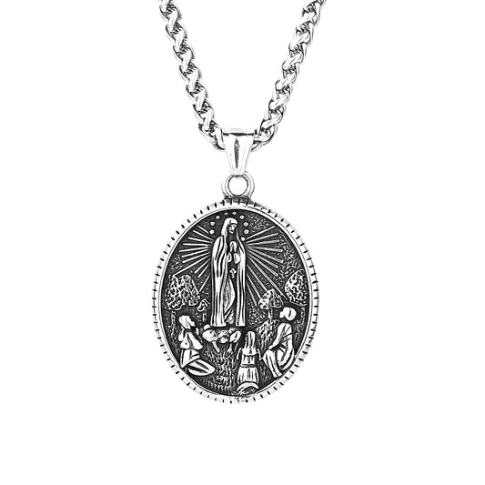 Virgin Mary Catholic Stainless Steel Pendant Necklace Christian Creative Accessories Retro Religious