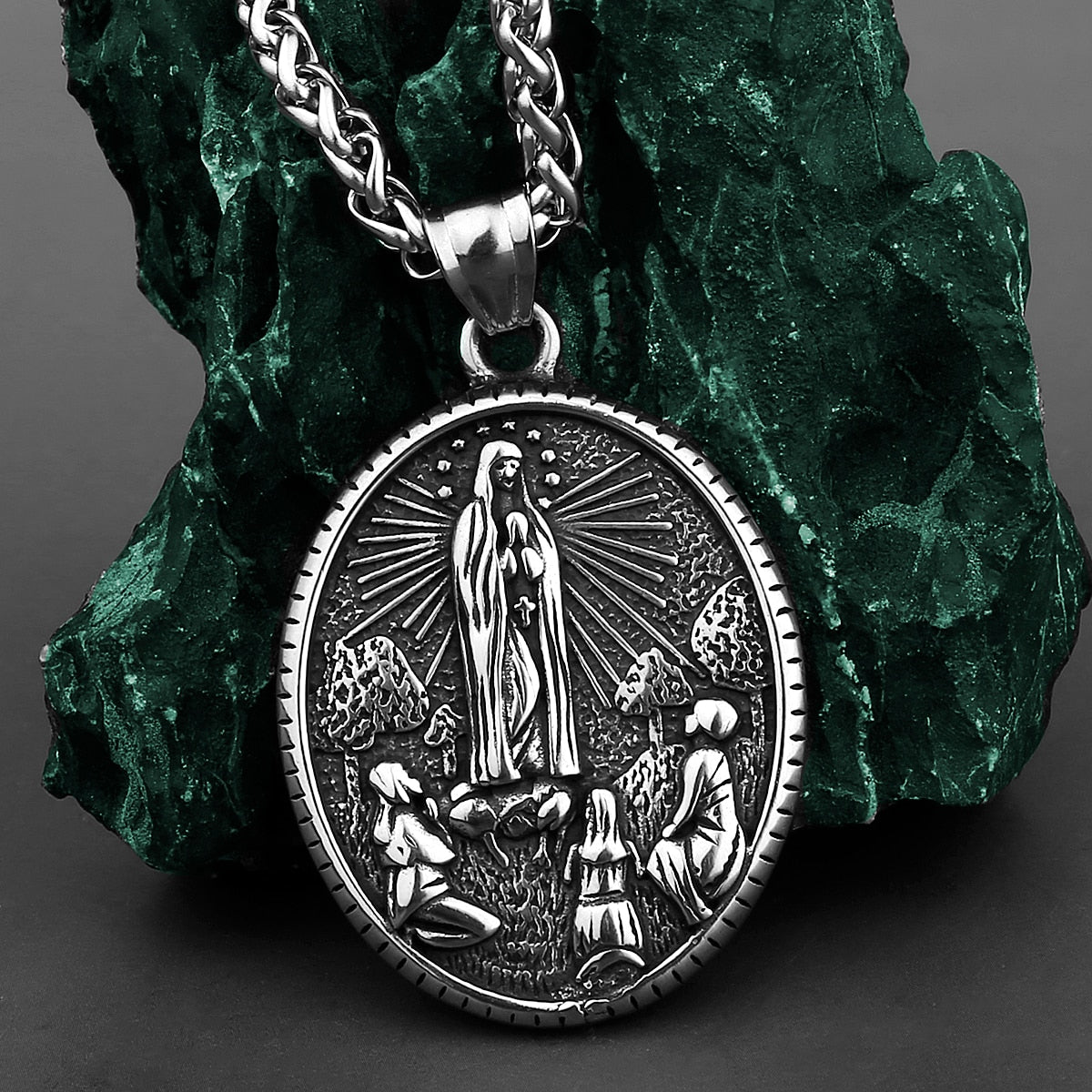 Virgin Mary Catholic Stainless Steel Pendant Necklace Christian Creative Accessories Retro Religious