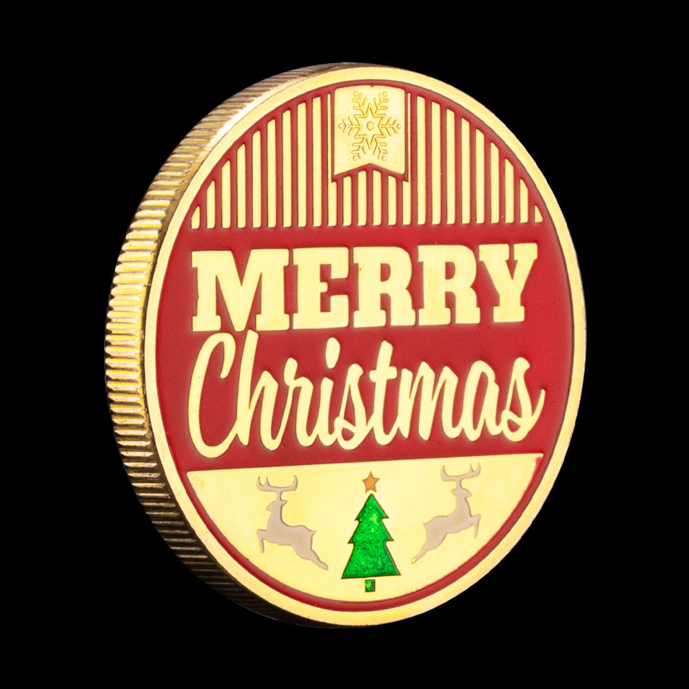 2022 Merry Christmas Happy New Year Commemorative Gold Coin Christmas Souvenirs