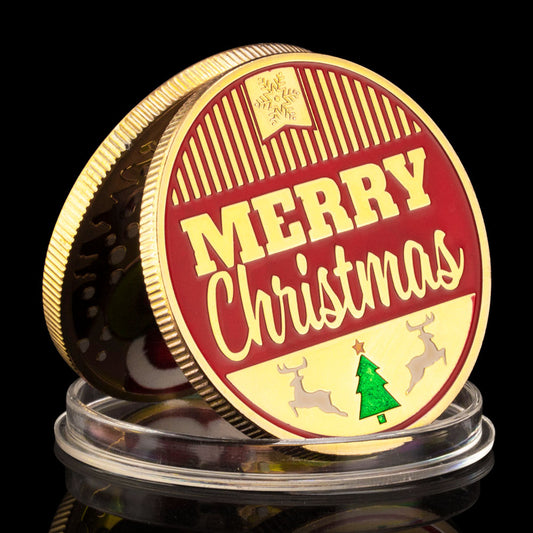 2022 Merry Christmas Happy New Year Commemorative Gold Coin Christmas Souvenirs