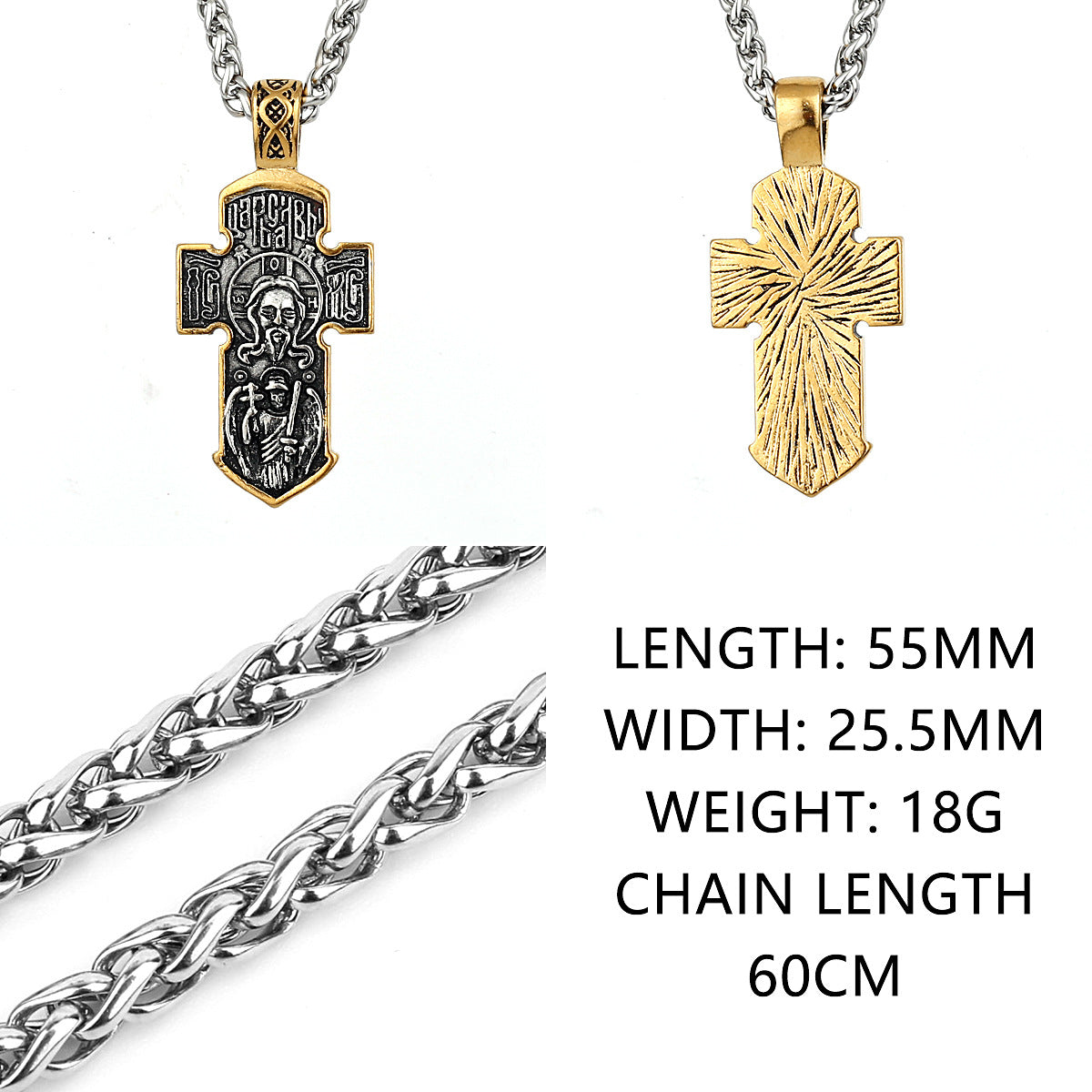 2022 New Catholic Cross Pendant Necklace Men's Christianity Religion Amulet Pendant