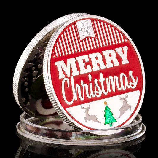 2022 Merry Christmas Happy New Year Commemorative Silver Plated Coin Christmas Souvenirs