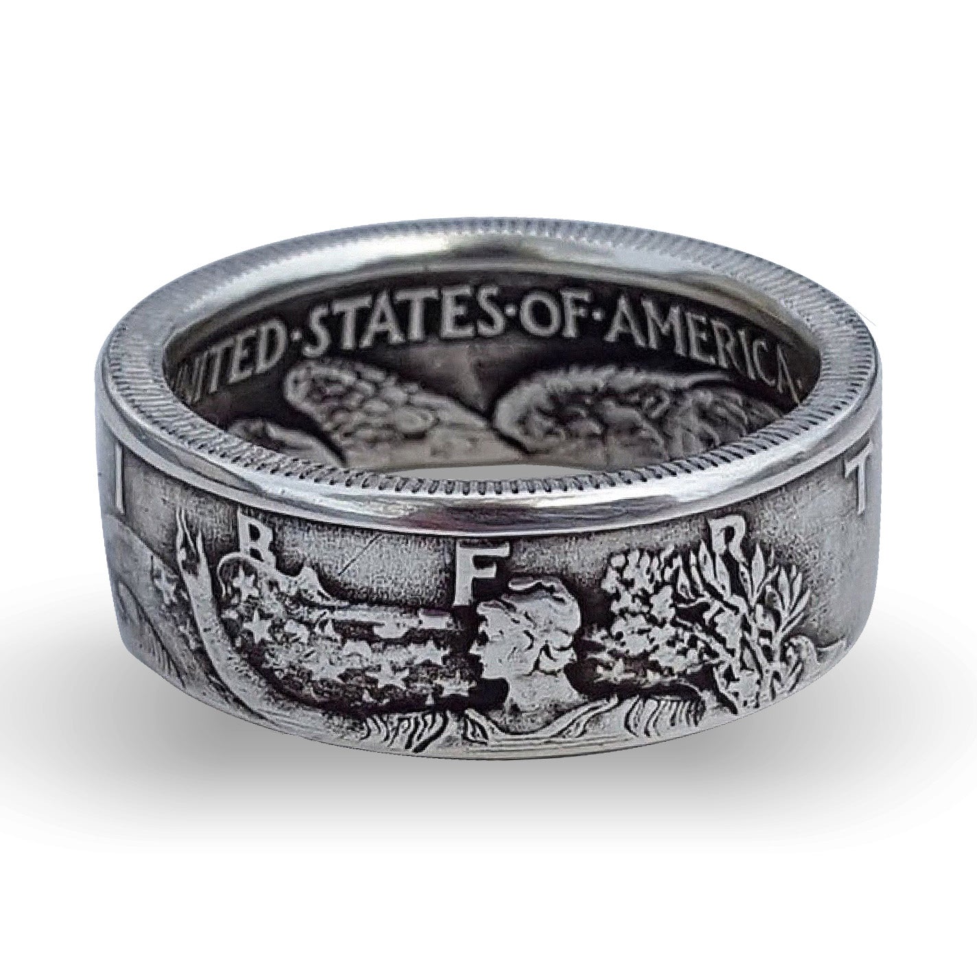 Handmade 1945 Walking Liberty Half Dollar Coin Ring