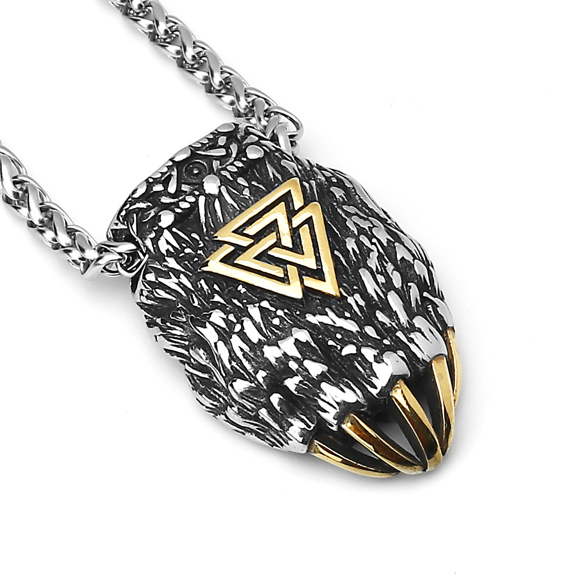 Viking Berserker Pendant Necklace Bear Paw with Valknut