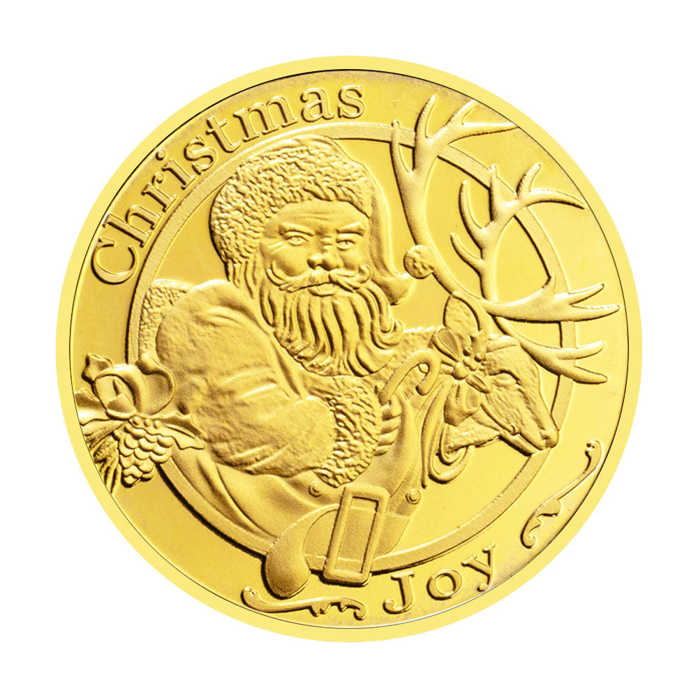 Merry Christmas and Happy New Year Santa Claus Commemorative Coins Gold Plated Christmas Souvenirs