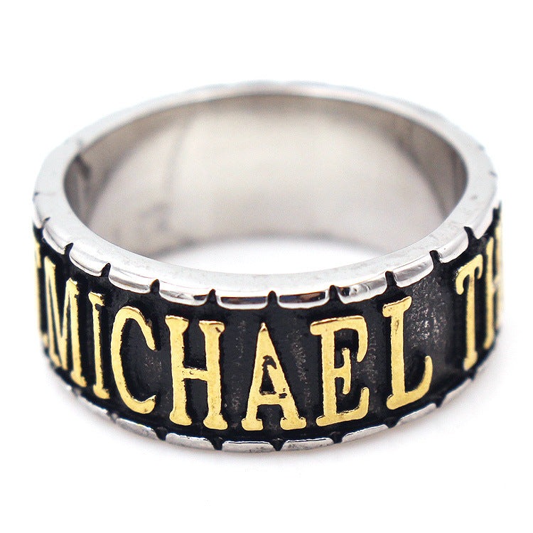 ARCHANGEL ST. MICHAEL Steel Ring for Men Christian Amulet