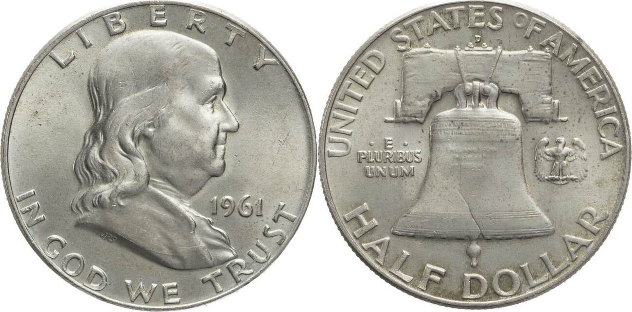 Franklin Half Dollars Brilliant Uncirculated 1961