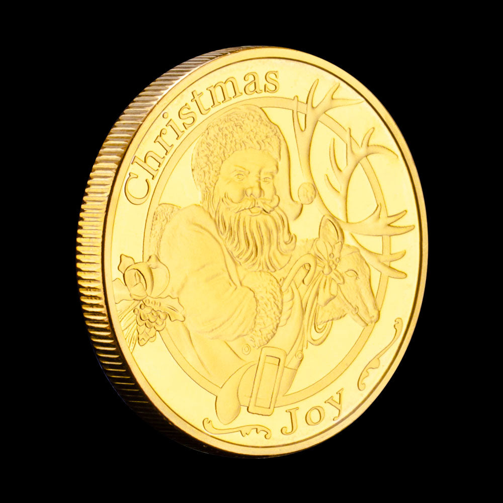 Merry Christmas and Happy New Year Santa Claus Commemorative Coins Gold Plated Christmas Souvenirs